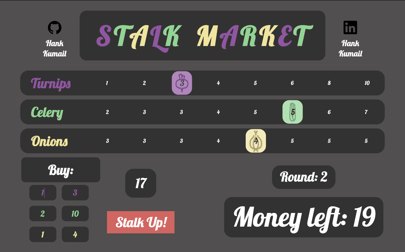 screenshot of stalk market app
